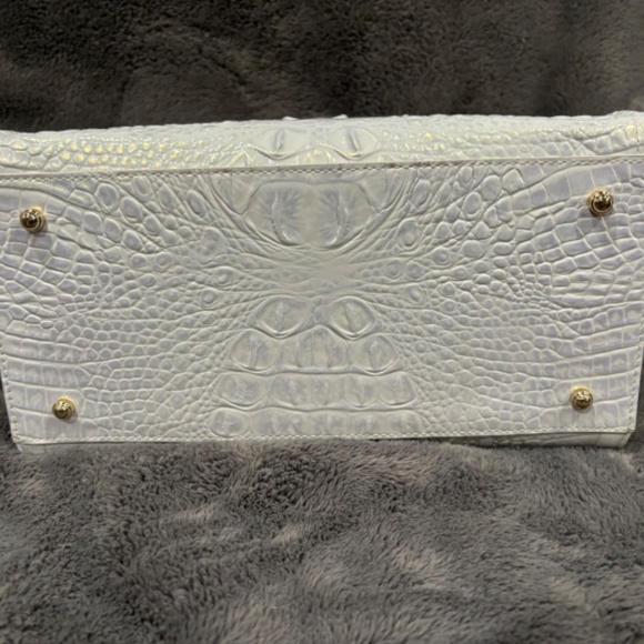 Brahmin Crocodile Caroline Leather Satchel Bag-White - Picture 6 of 7